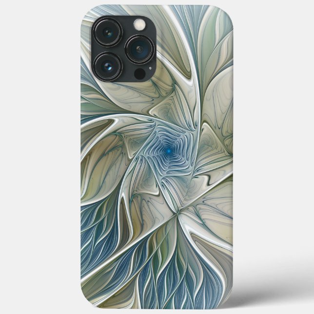 Floral Dream Pattern Abstrato Blue Khaki Fractal (Verso)