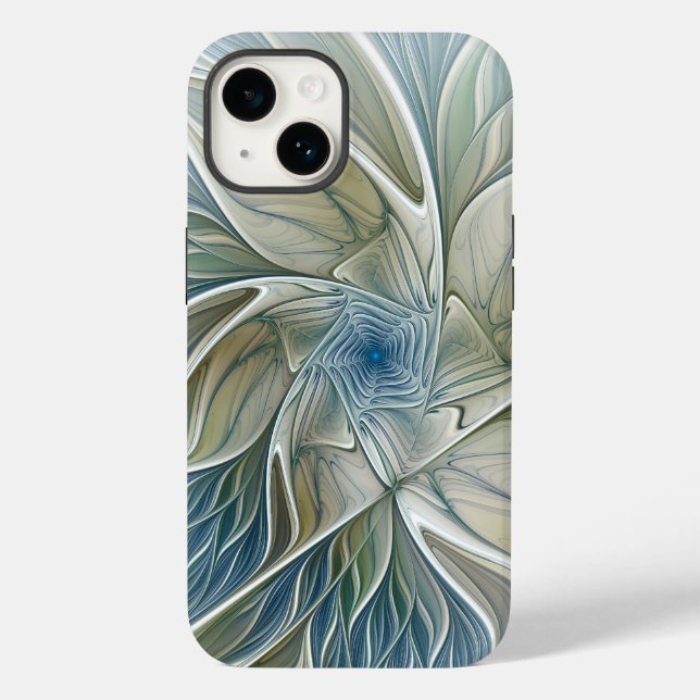 Floral Dream Pattern Abstrato Blue Khaki Fractal (Verso)