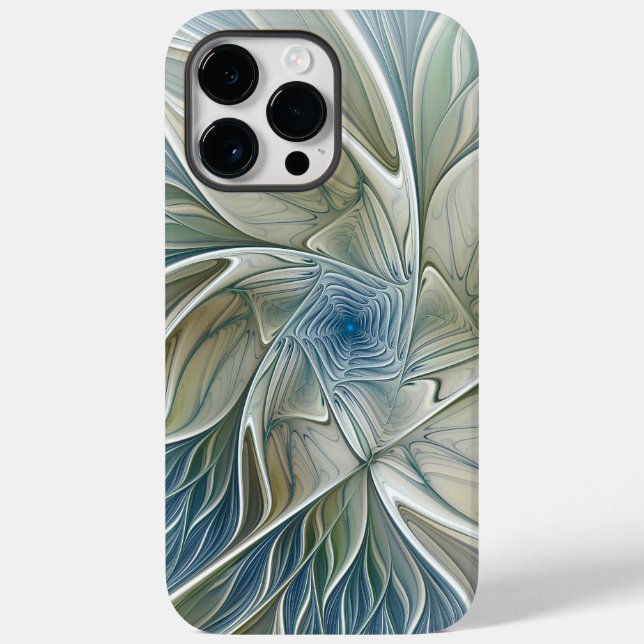 Floral Dream Pattern Abstrato Blue Khaki Fractal (Verso)