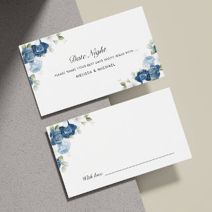 Floral Dusty Blue Casamento Noites Cartões