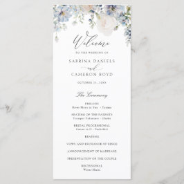Floral Dusty Blue Elegant Programa de Casamento de