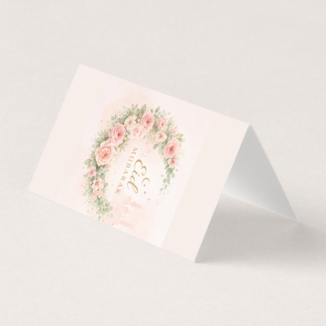 Floral Eid Mubarak – Presente Islâmico Rosa Bege (Frente)