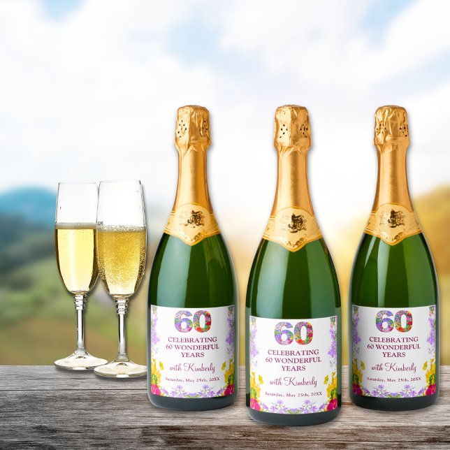 Floral elegante 60.º aniversário flor 60 anos (Criador carregado)