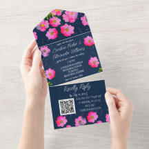 Floral Elegante Negra Negra Negra Marinho Fuchsia