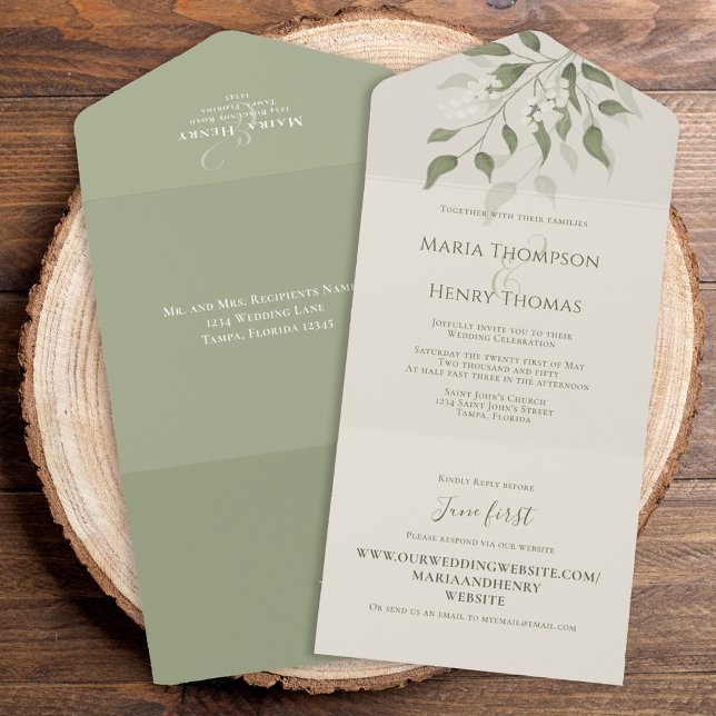 Floral Elegante Sage Green Foliage (Criador carregado)