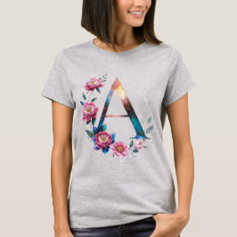 Floral Elegante Um T-Shirt Inicial para Ela