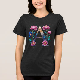 Floral Elegante Um T-Shirt Inicial para Ela