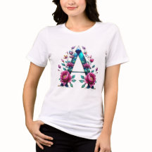 Floral Elegante Um T-Shirt Inicial para Ela