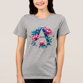 Floral Elegante Um T-Shirt Inicial para Ela
