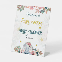 Floral Elephant  Baby Shower Welcome Sign.