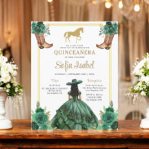 Floral Emerald Green Boots Horse Quinceanera