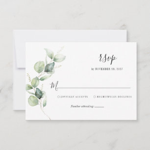 Floral Eucalyptus Greenery Script Wedding RSVP