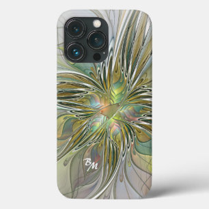Floral Fantasy Fractal Fllower Com Iniciais Dourad