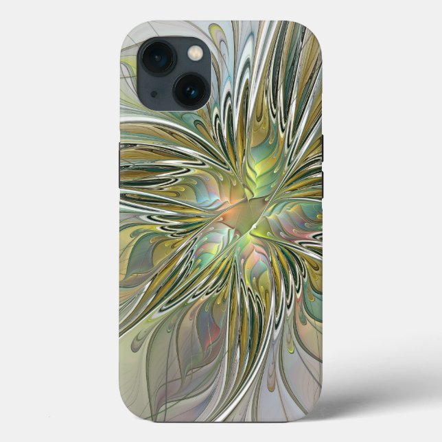 Floral Fantasy Moderna Arte Fractal Flor Com Doura (Verso)