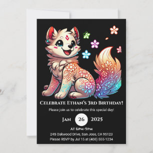 Floral Fantasy Pup Birthday Convite