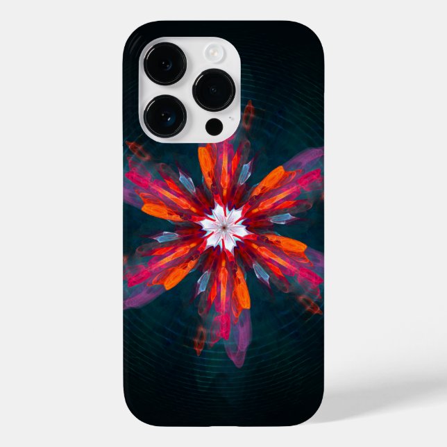 Floral Flores de Mandala Laranja Vermelho Abstrato (Verso)