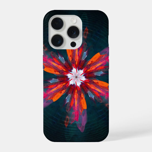 Floral Flores de Mandala Laranja Vermelho Abstrato (Verso)