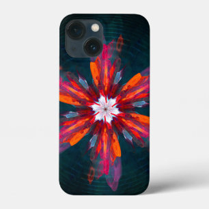 Floral Flores de Mandala Laranja Vermelho Abstrato
