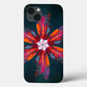 Floral Flores de Mandala Laranja Vermelho Abstrato