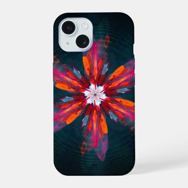 Floral Flores de Mandala Laranja Vermelho Abstrato (Verso)