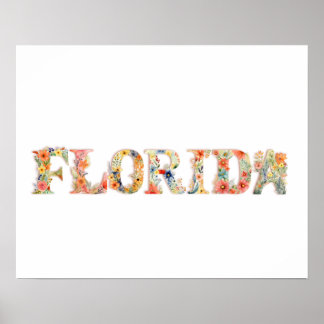 Floral Font State Art Impressão (FLORIDA)