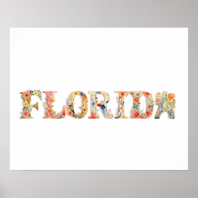 Floral Font State Art Impressão (FLORIDA) (Frente)