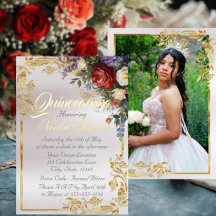 Floral, Foto & Moldura Dourada - Pérola Quinceaner