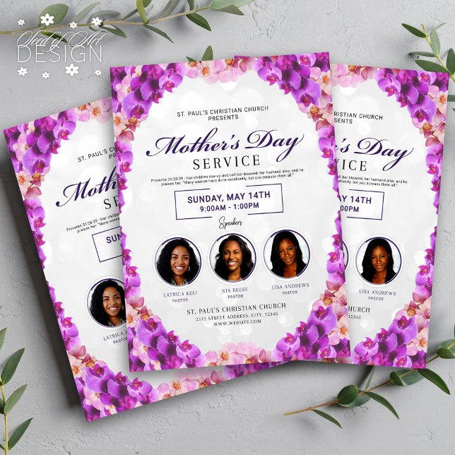 Floral Frame Dia de as mães Church Service Flyer (Criador carregado)