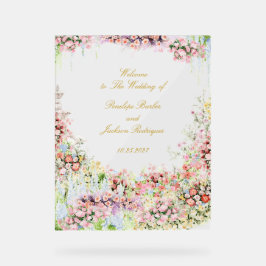 floral french garden chateau wedding welcome