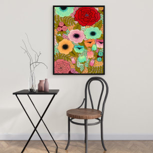 Floral Garden Painting Poster Art Impressão