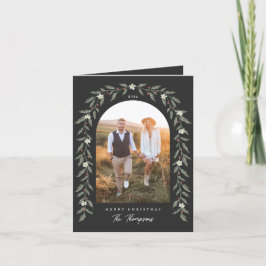 Floral Garland Archou Foto Negra Cartão de Natal