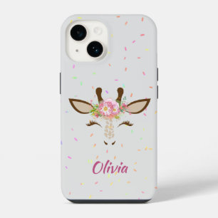 Floral Giraffe Purpurina Criança