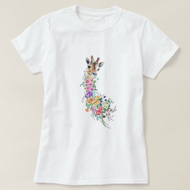 Floral Giraffe T-Shirt (Frente do Design)
