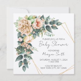 Floral Greenery Convite Geométrico ao Chá de frald