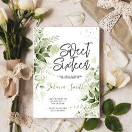 Floral Greenery Doce 16 Convite de Aniversário