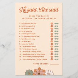 Floral Groovy Retro Disse Que Disse Jogo De Brida