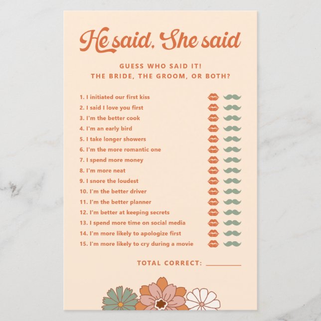 Floral Groovy Retro Disse Que Disse Jogo De Brida (Frente)