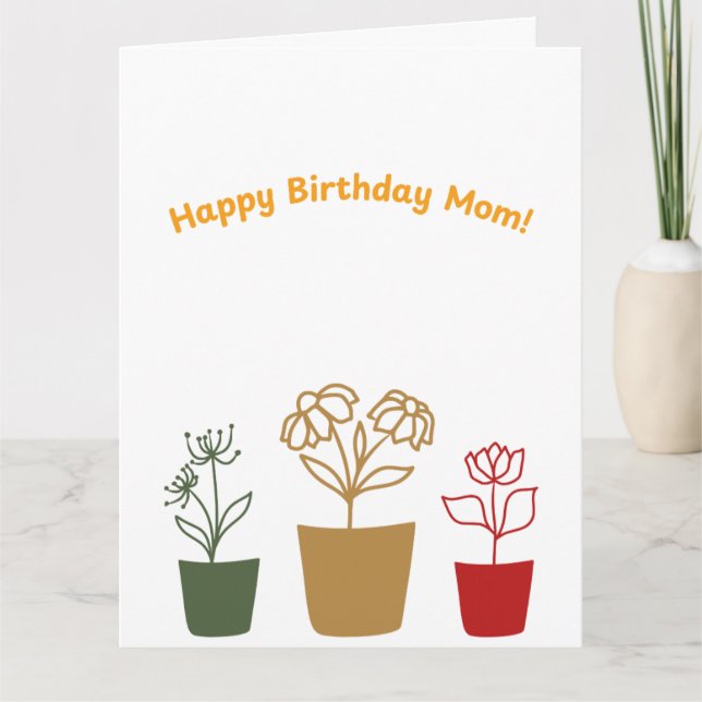 Floral Happy Birthday - Cartão de Mãe (Frente)