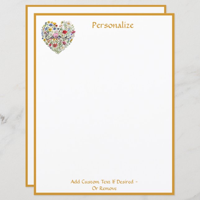 Floral Heart Buquê Love Elegant Chic Personalize (Frente/Verso)