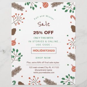 floral holiday sale promotion flyer