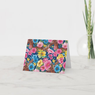 Floral, Impressão animal Obrigado Cartões
