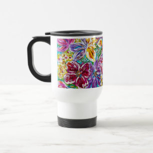 Floral, isolada a quente e a frio, caneca de viage