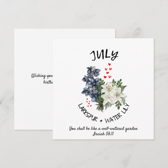 Floral JULY Birth Month Flower Custom Christian (Frente/Verso)