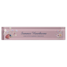 Floral Ladybug Cottage Core Mauve Rosa