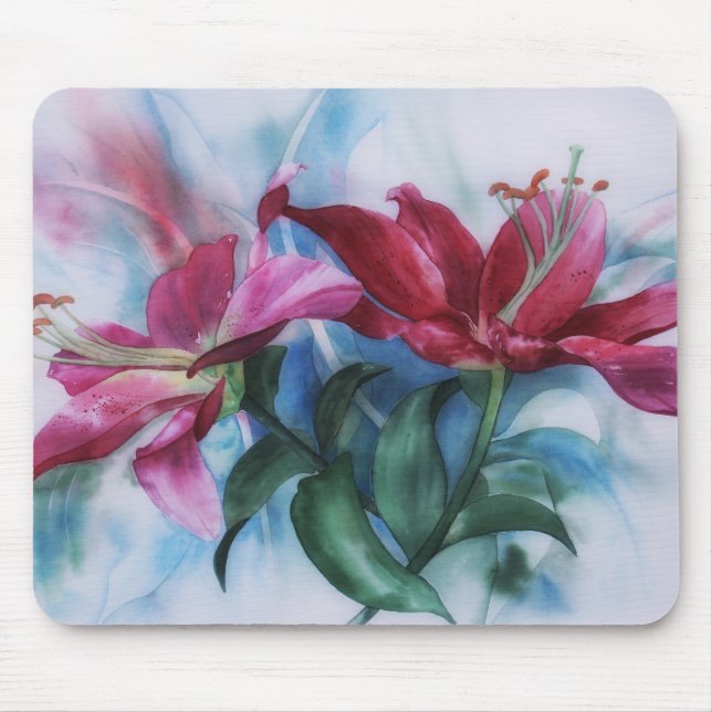 Floral Lily Artística Mousepad (Frente)