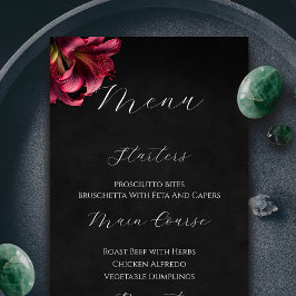 Floral Lily Dark Gothic Wedding Menu