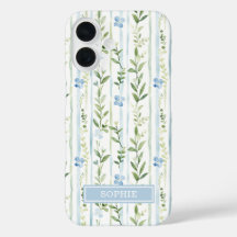 Floral Listrado Azul Personalizado