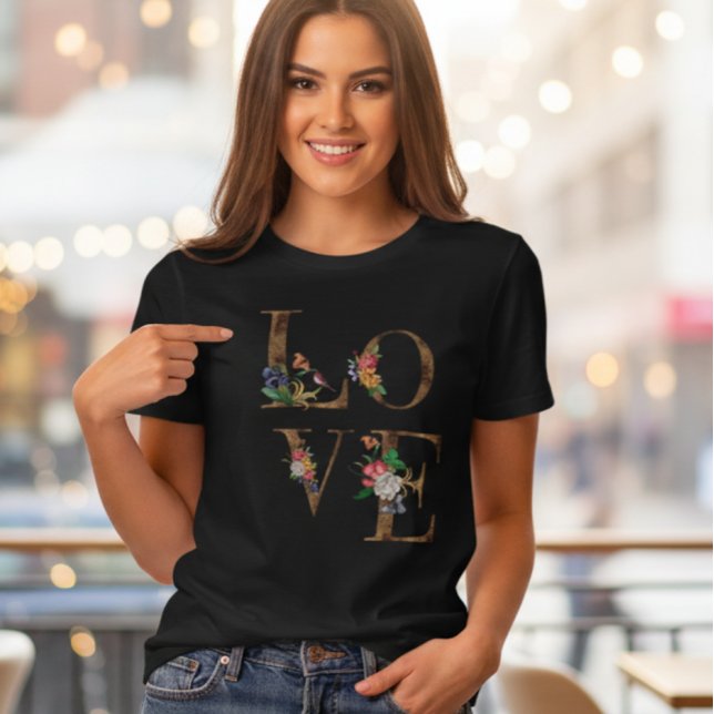 Floral LOVE Rustic Word Women's T-Shirt (Criador carregado)