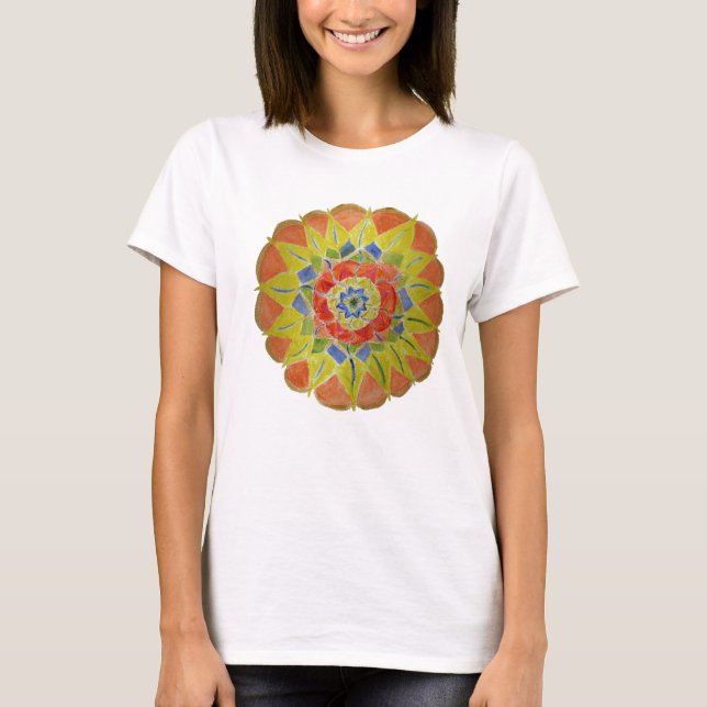 Floral Mandala - Camiseta Superior de Mulheres Pin (Frente)