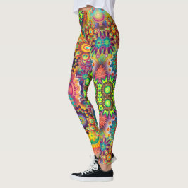 Floral Mandala Collage Leggings Psicedélicas Yoga